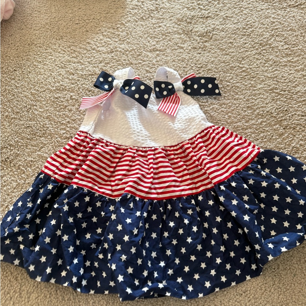 Bonnie Baby Red and Blue Striped Dress, patriotic